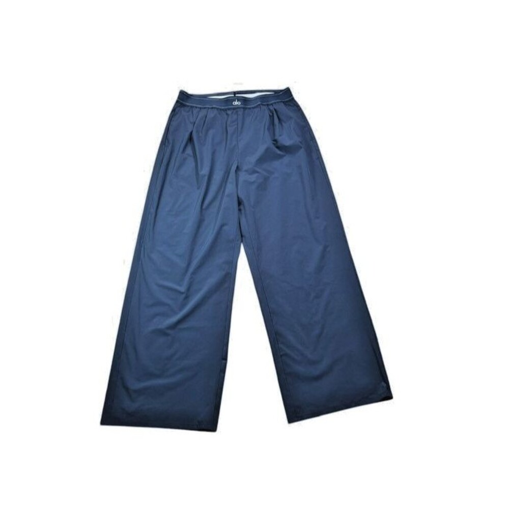 Alo Suit Up Trouser Stretch Waist Wide Leg Womens Size Large Yoga Pants Blue